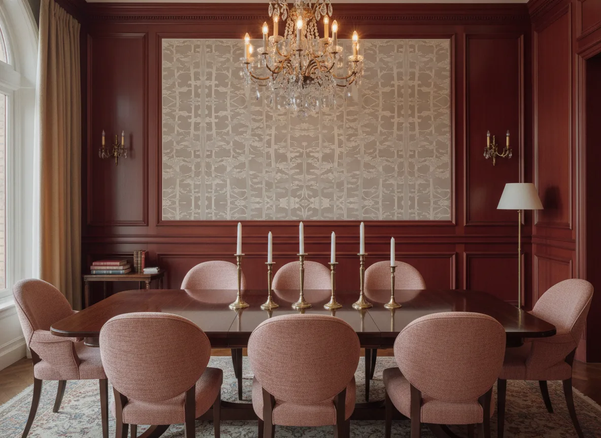 Ame — Bordowa jadalnia — pole nad boazerią