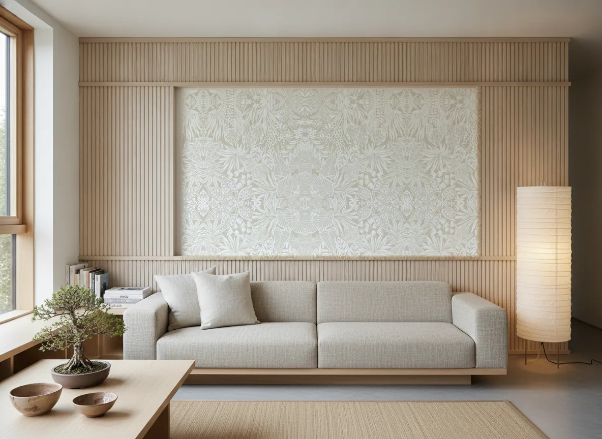 Madhuca — Japandi — pole w jesionowych lamelach