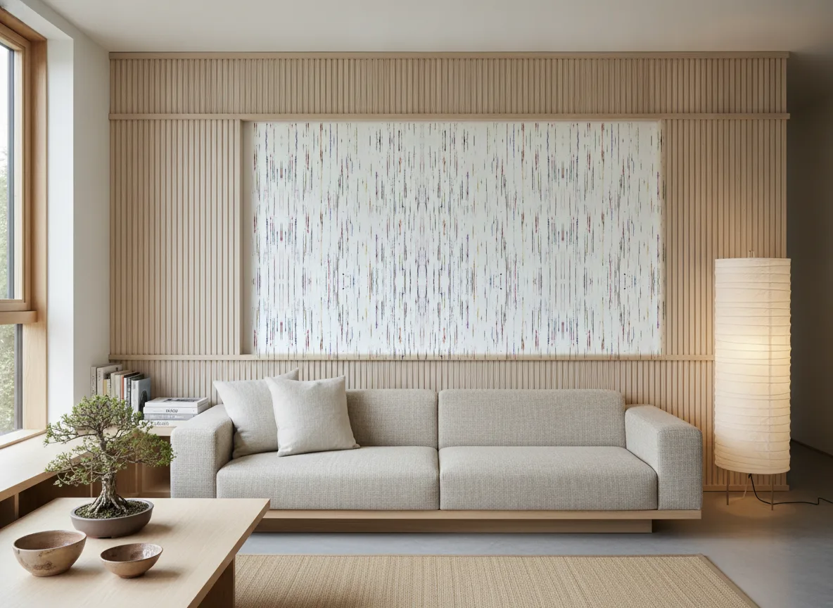 Sequoia Escambray — Japandi — pole w jesionowych lamelach