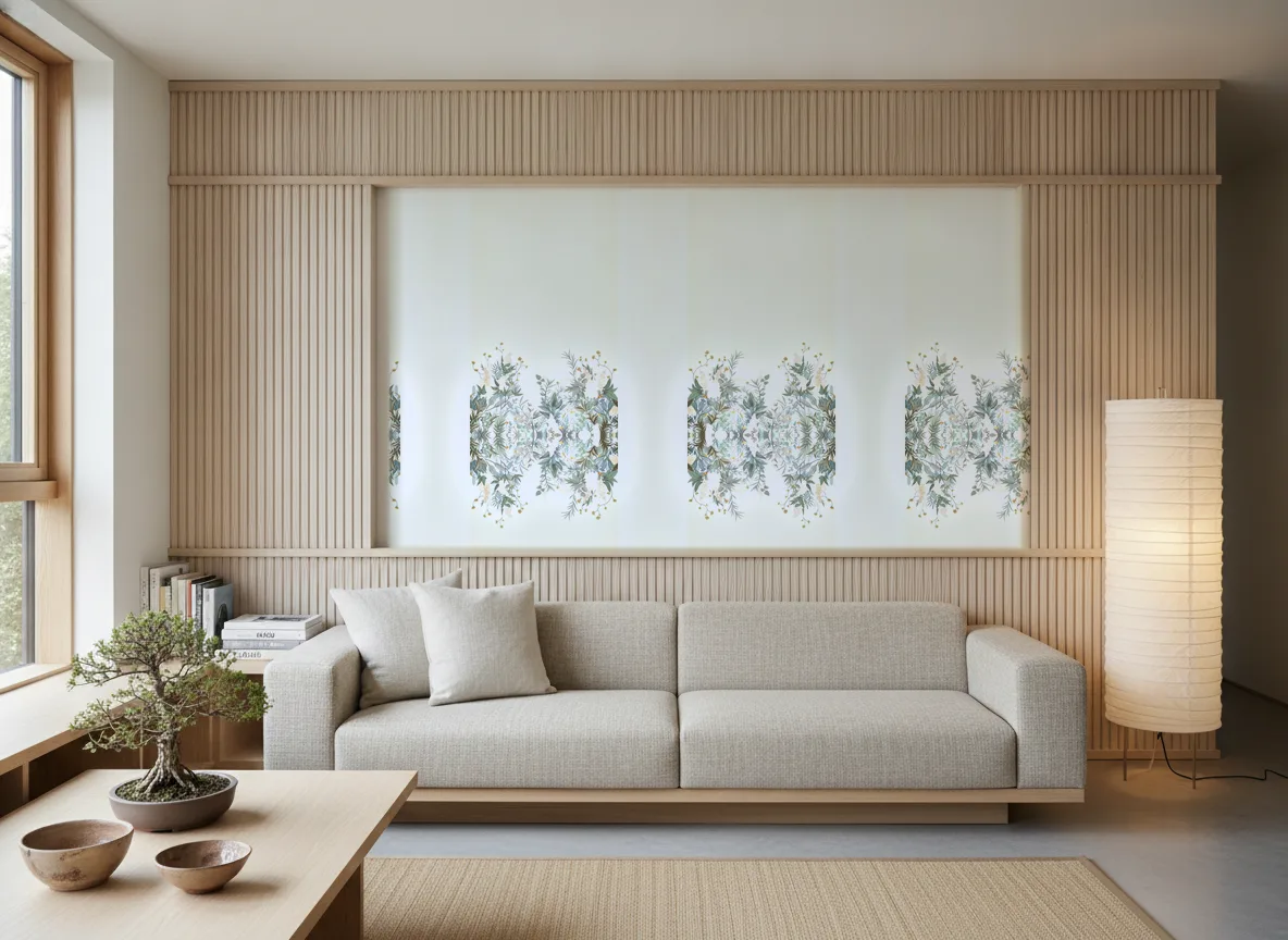 Wisteria — Japandi — pole w jesionowych lamelach