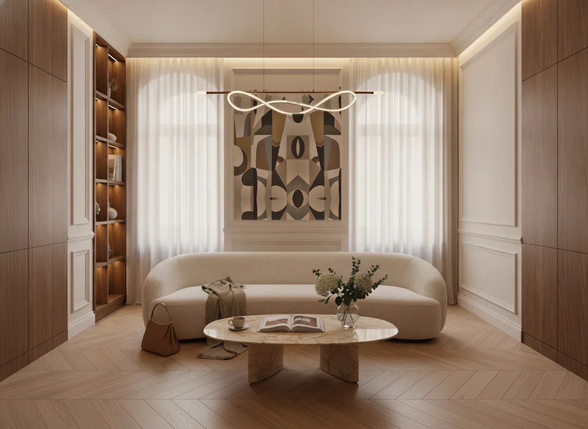 L'Atelier — Salon w kamienicy — kwatera między oknami