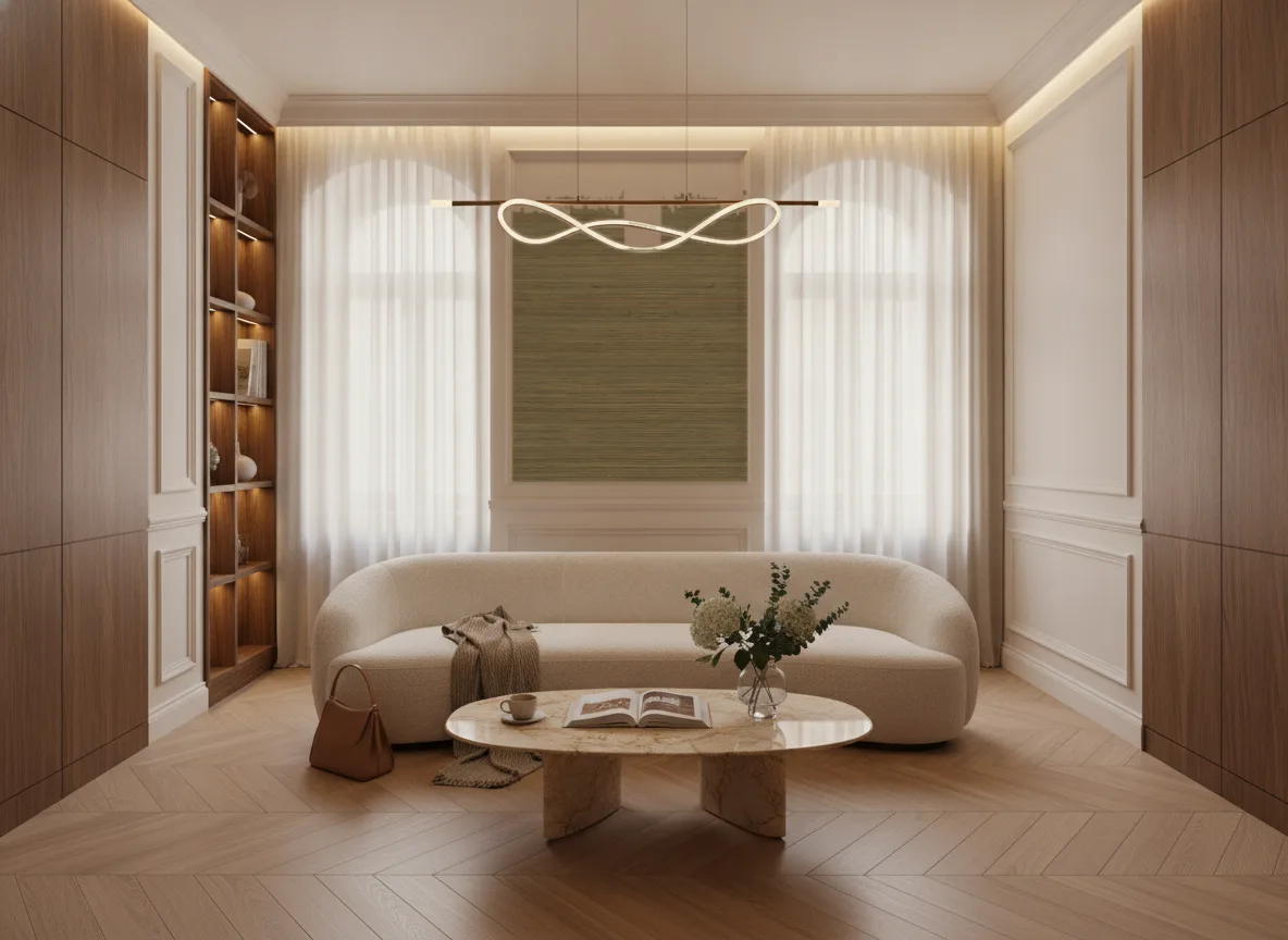 Seagrass — Salon w kamienicy — kwatera między oknami
