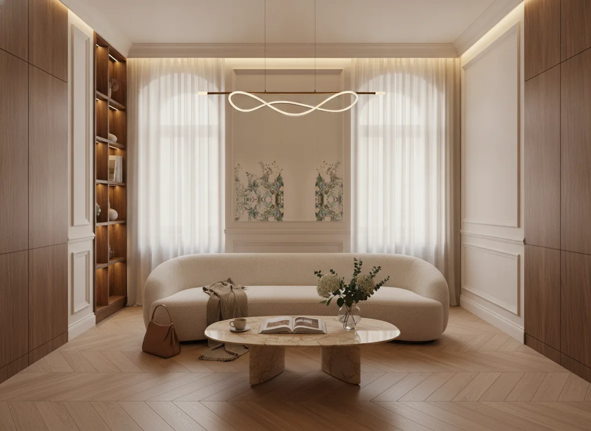 Wisteria — Salon w kamienicy — kwatera między oknami