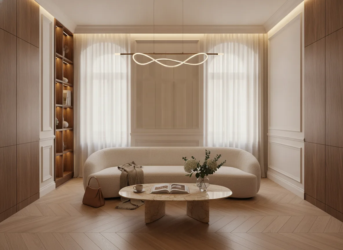 Polyform Eos Prism — Salon w kamienicy — kwatera między oknami