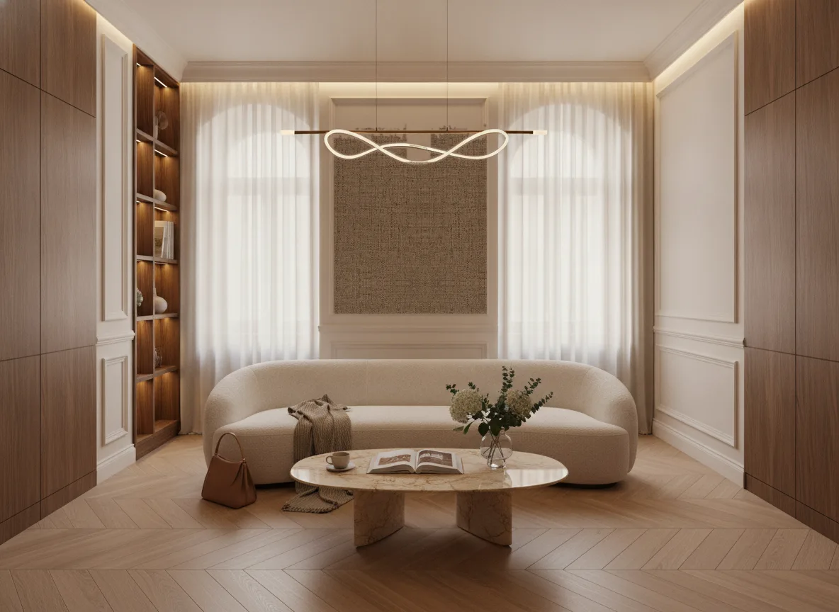 Vinacoustic Melia — Salon w kamienicy — kwatera między oknami