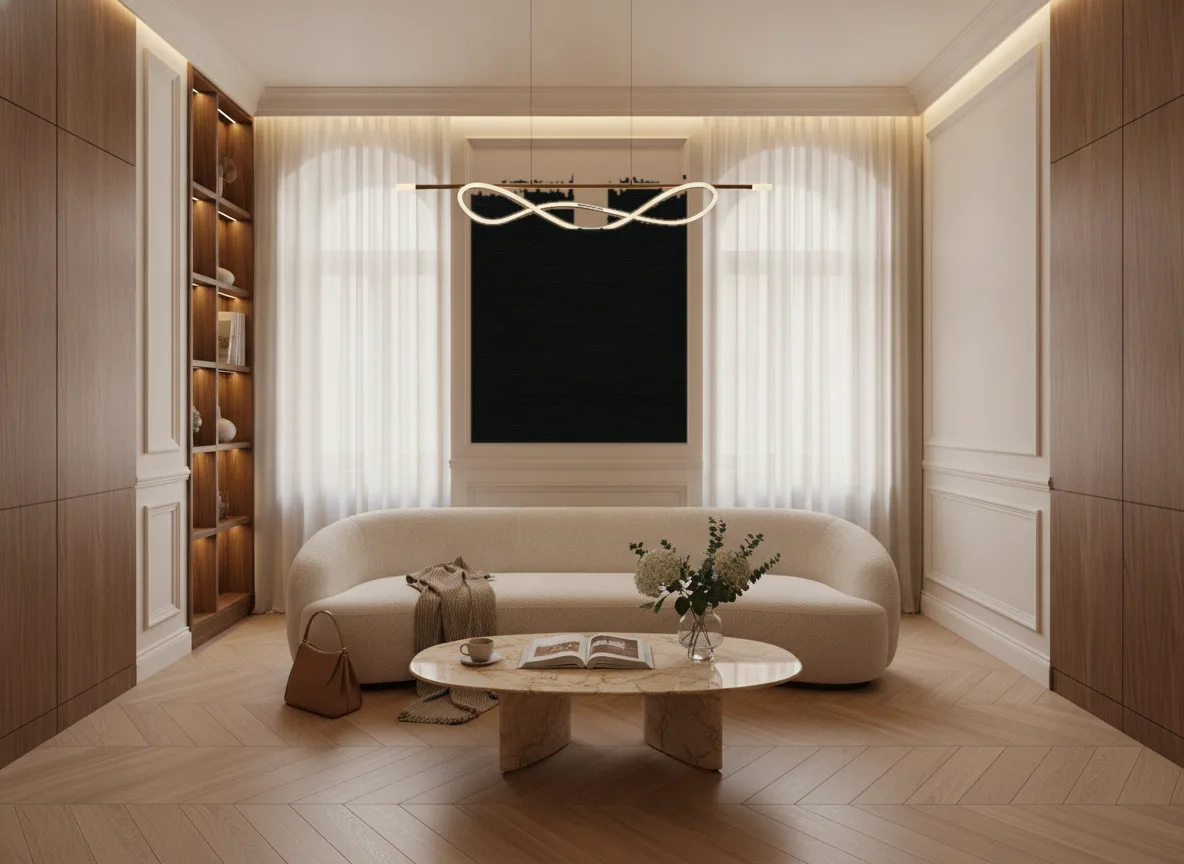 Tapeta obiektowa Ralph W47 — Salon w kamienicy — kwatera między oknami
