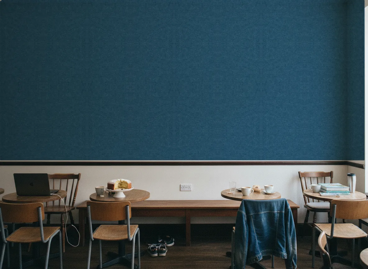 Slimwall Tiles — Kawiarnia osiedlowa — ściana nad ławą