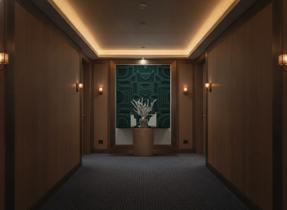Arcane — Ciemny korytarz hotelowy — ściana na końcu