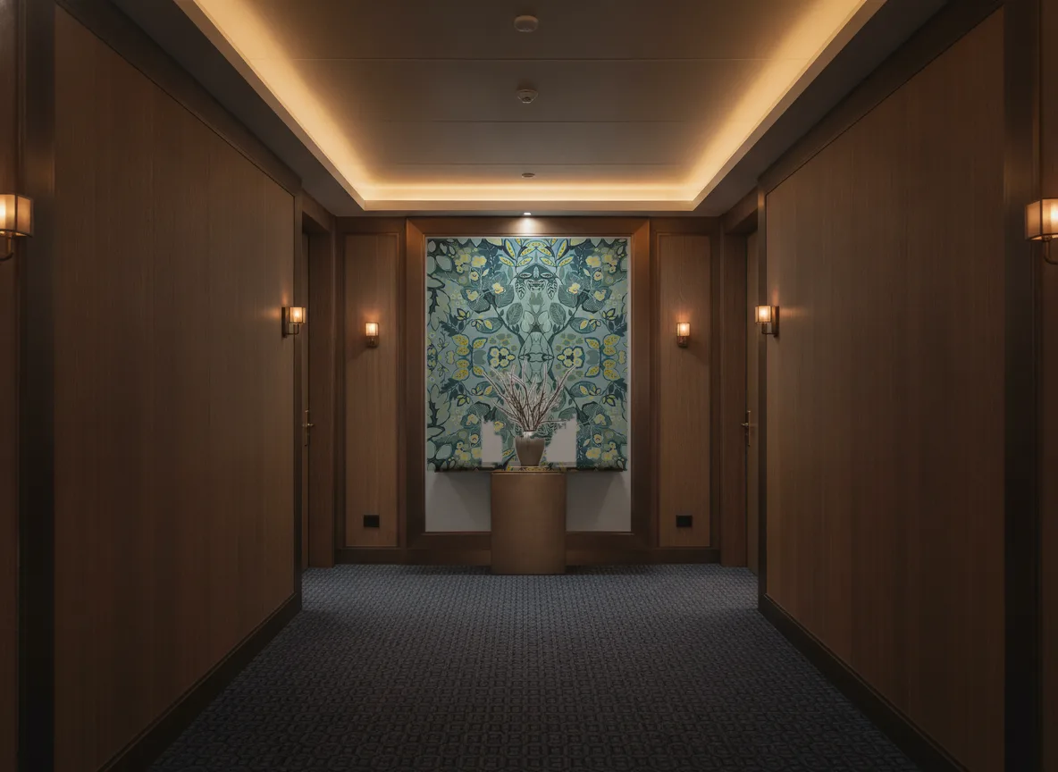 Belle de nuit Ete Indien — Ciemny korytarz hotelowy — ściana na końcu