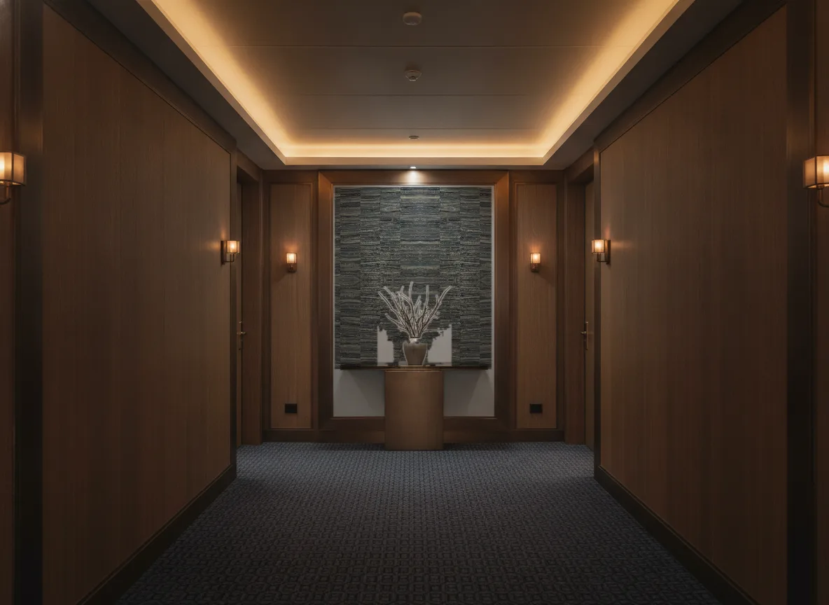 Lirio Nature Precieuse – Textures — Ciemny korytarz hotelowy — ściana na końcu