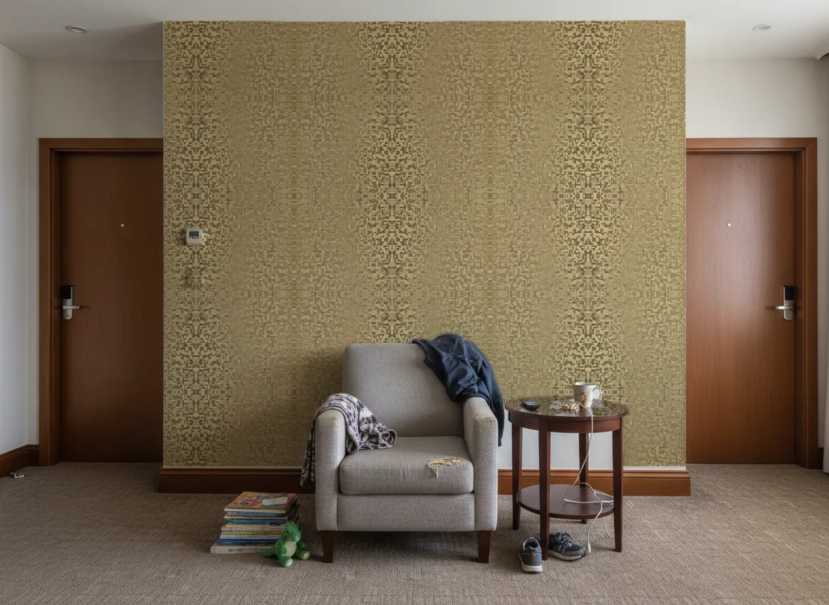 Veladero Textures Metalliques — Korytarz hotelowy — ściana między drzwiami