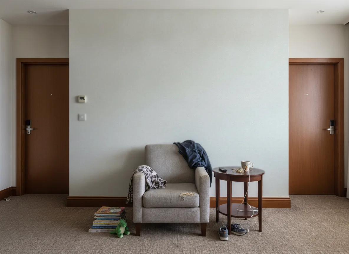 Concept Beton — Korytarz hotelowy — ściana między drzwiami
