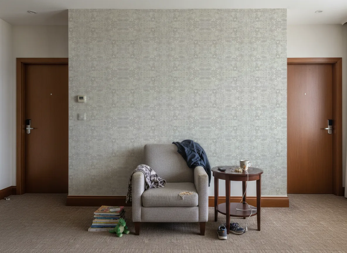 Concept Vintage — Korytarz hotelowy — ściana między drzwiami
