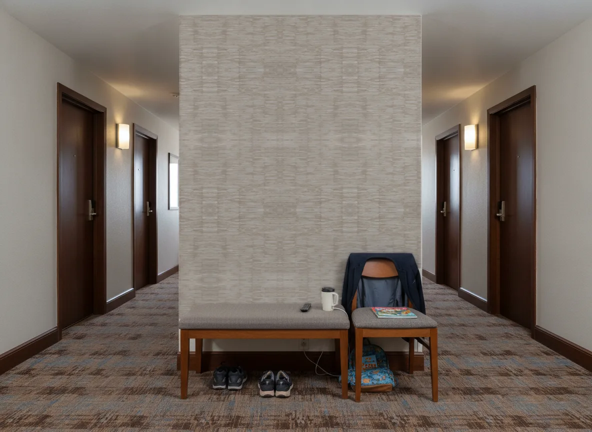 Alchemilla Feroe — Korytarz hotelowy — ściana na końcu