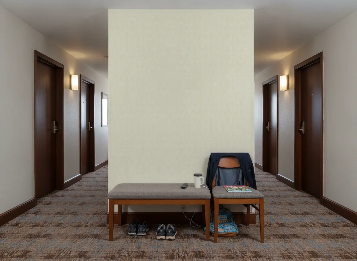 Bizen Texture Cerame — Korytarz hotelowy — ściana na końcu