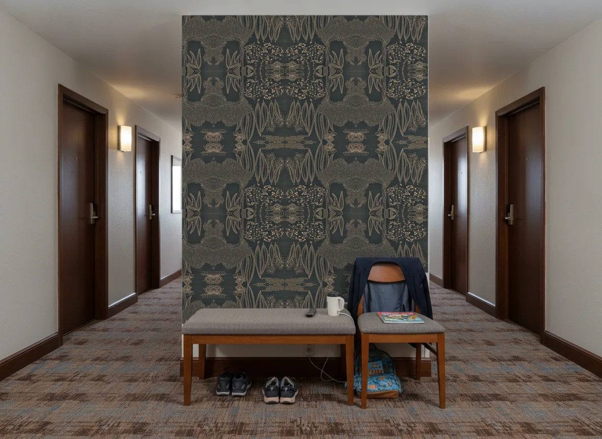 Hasu — Korytarz hotelowy — ściana na końcu