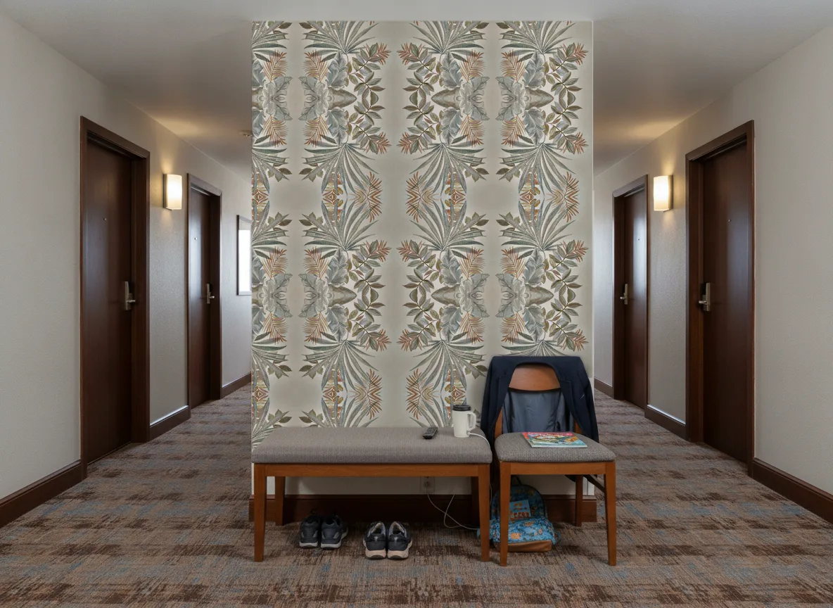 Jardin Ephemere — Korytarz hotelowy — ściana na końcu