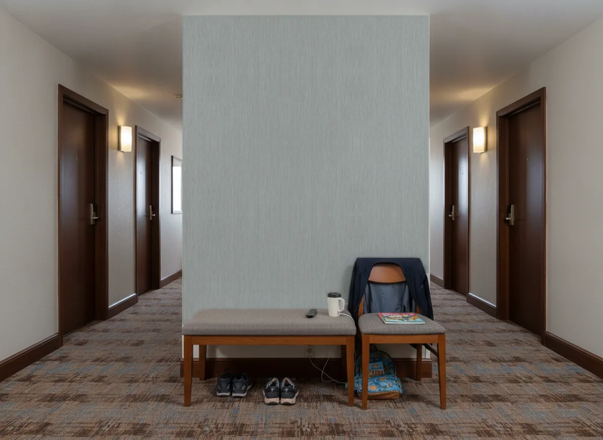 Le Bois — Korytarz hotelowy — ściana na końcu