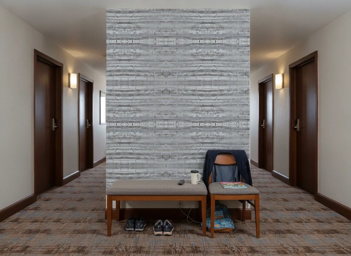 Liege — Korytarz hotelowy — ściana na końcu