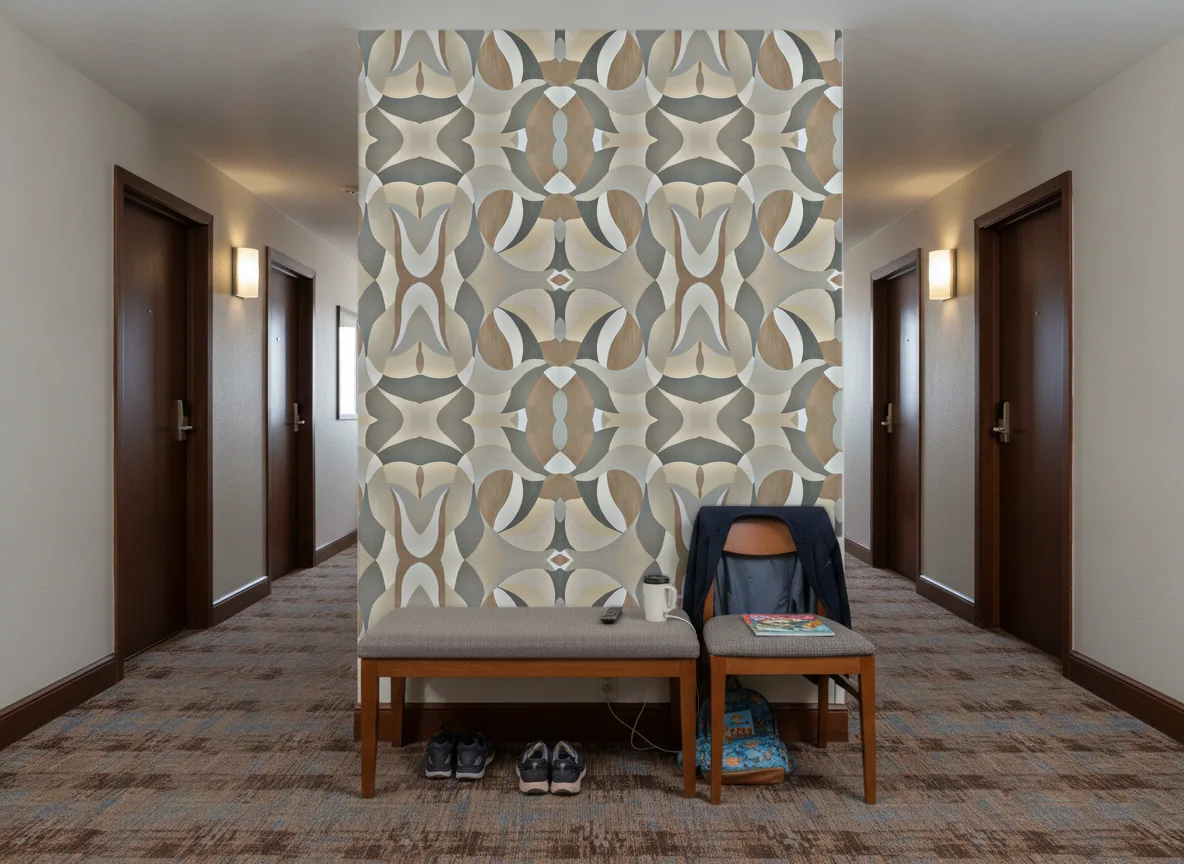 Mandorla — Korytarz hotelowy — ściana na końcu