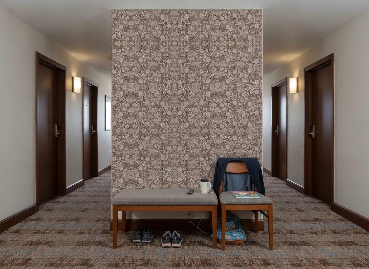 Persee — Korytarz hotelowy — ściana na końcu