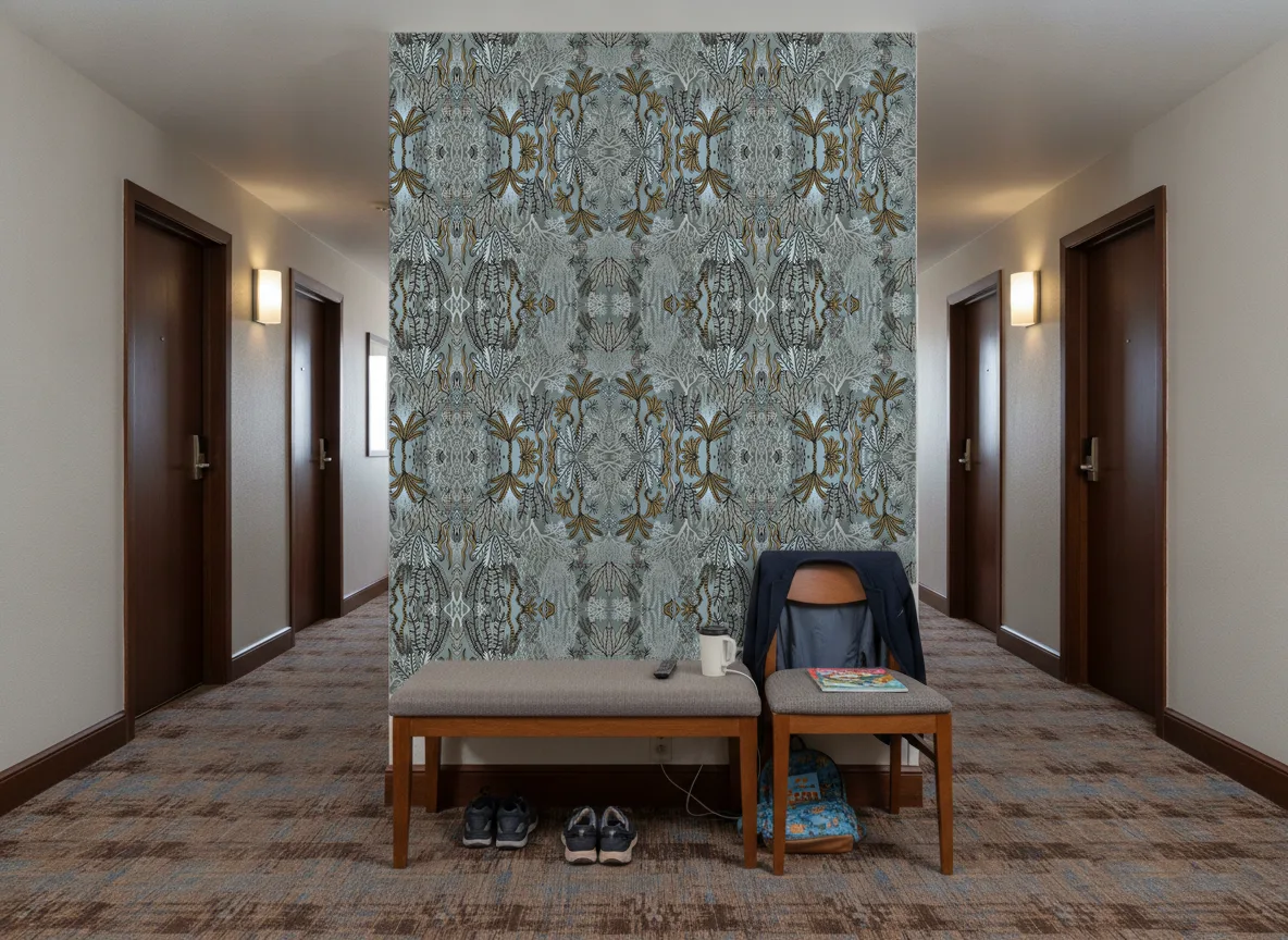 Posidonie — Korytarz hotelowy — ściana na końcu