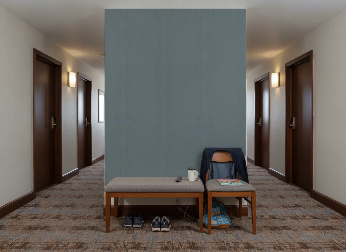 Prisme Delta — Korytarz hotelowy — ściana na końcu