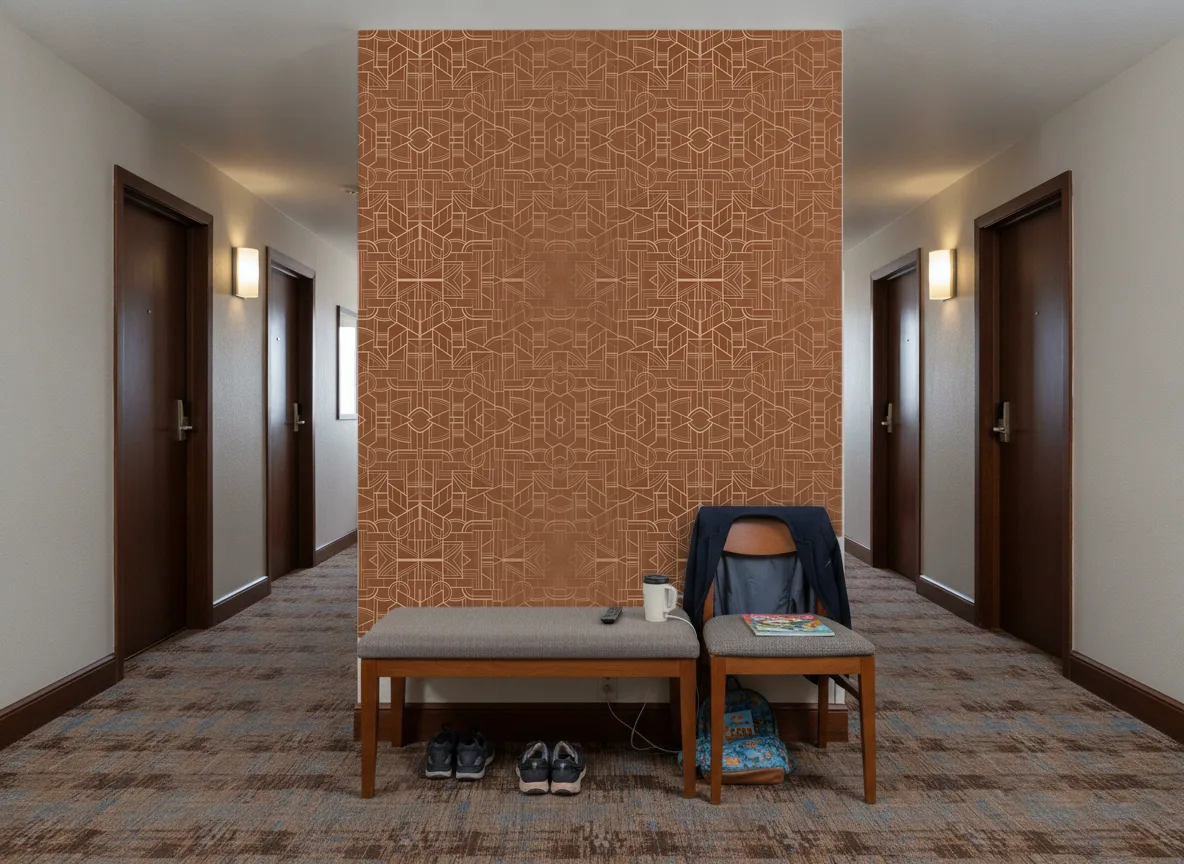 Reims — Korytarz hotelowy — ściana na końcu