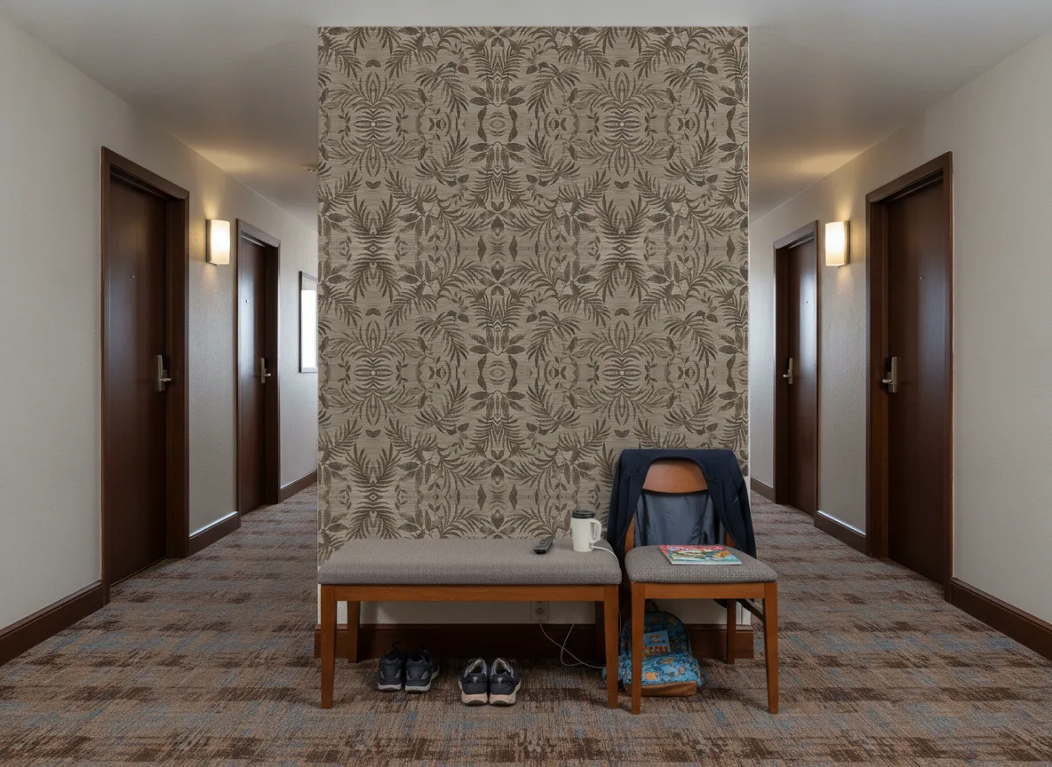 Salix Feroe — Korytarz hotelowy — ściana na końcu