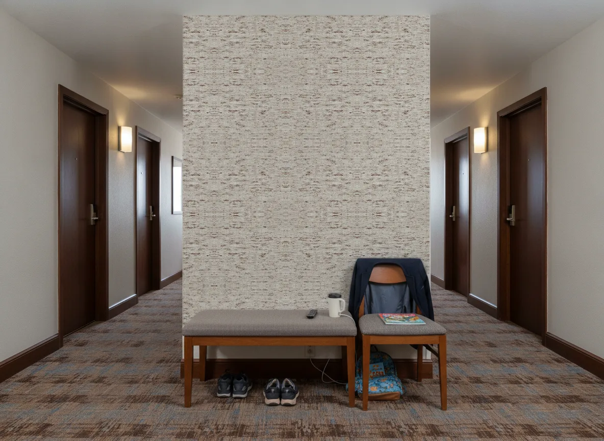 Tendresse — Korytarz hotelowy — ściana na końcu