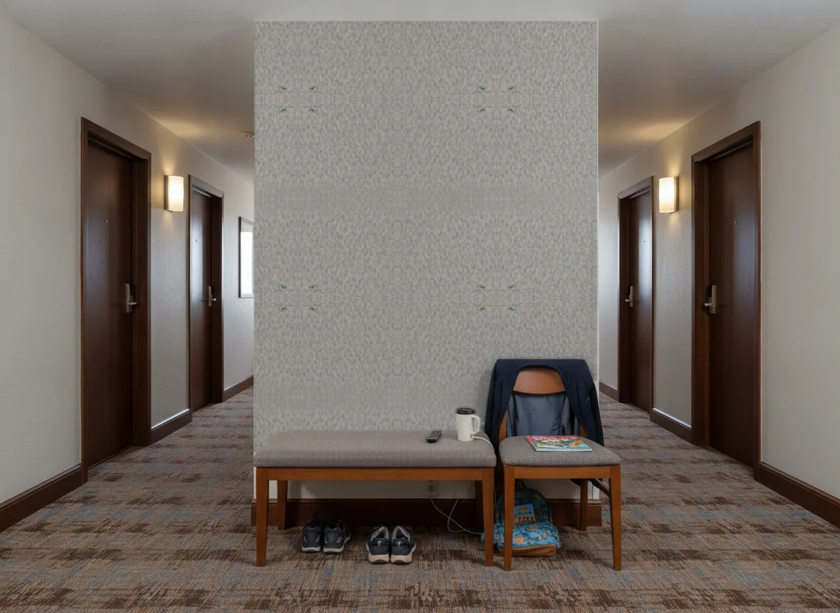 Tiznit Mansour — Korytarz hotelowy — ściana na końcu