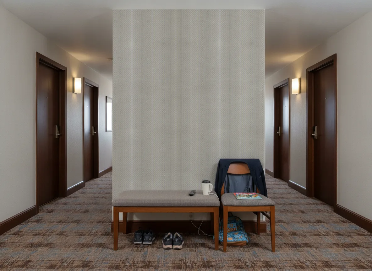 Trenza — Korytarz hotelowy — ściana na końcu
