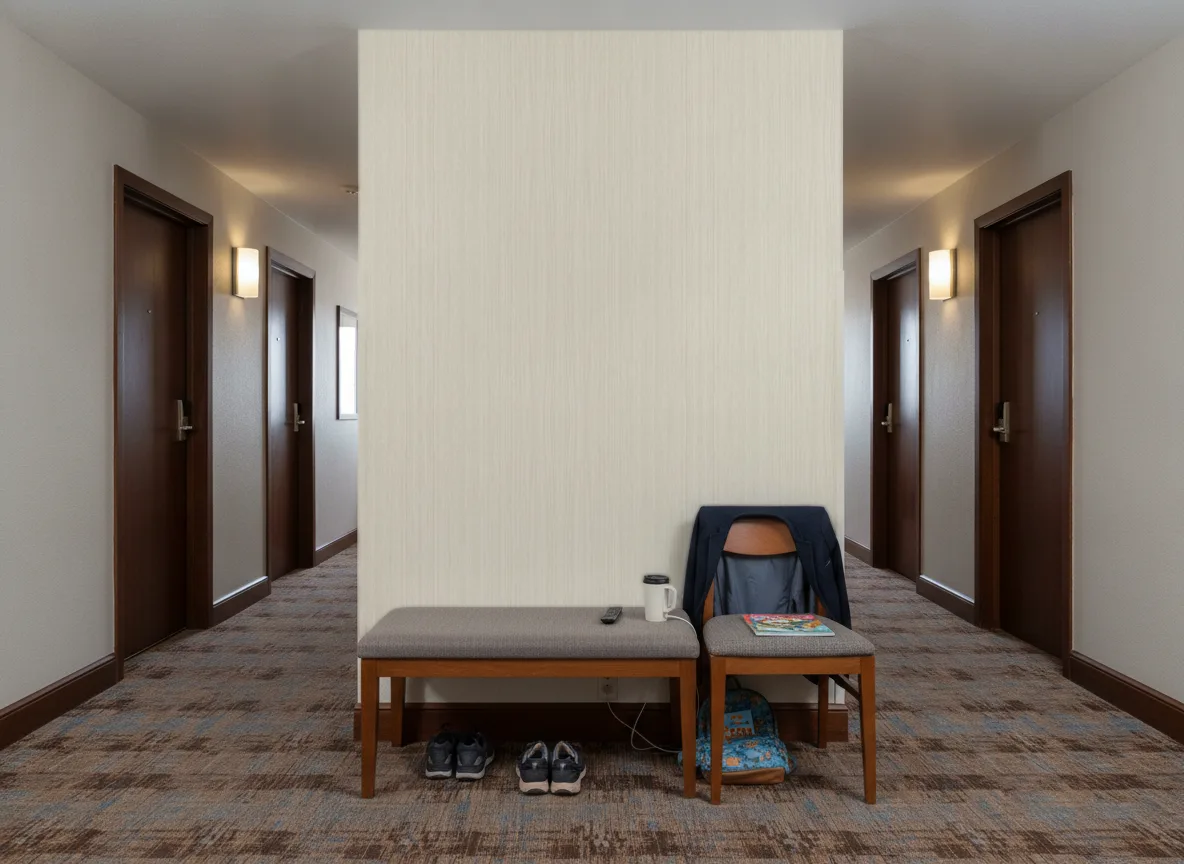 Zebrano — Korytarz hotelowy — ściana na końcu