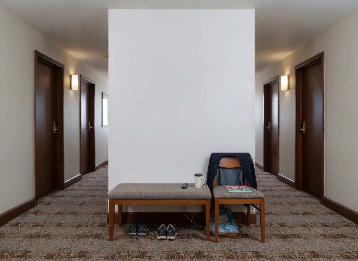 Minimalistyczna — Korytarz hotelowy — ściana na końcu