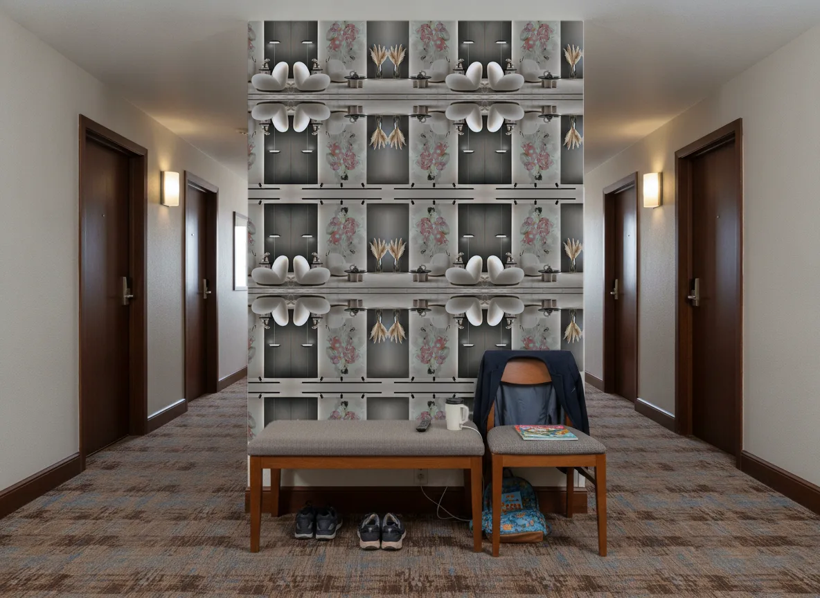 Portret kobiety — Korytarz hotelowy — ściana na końcu