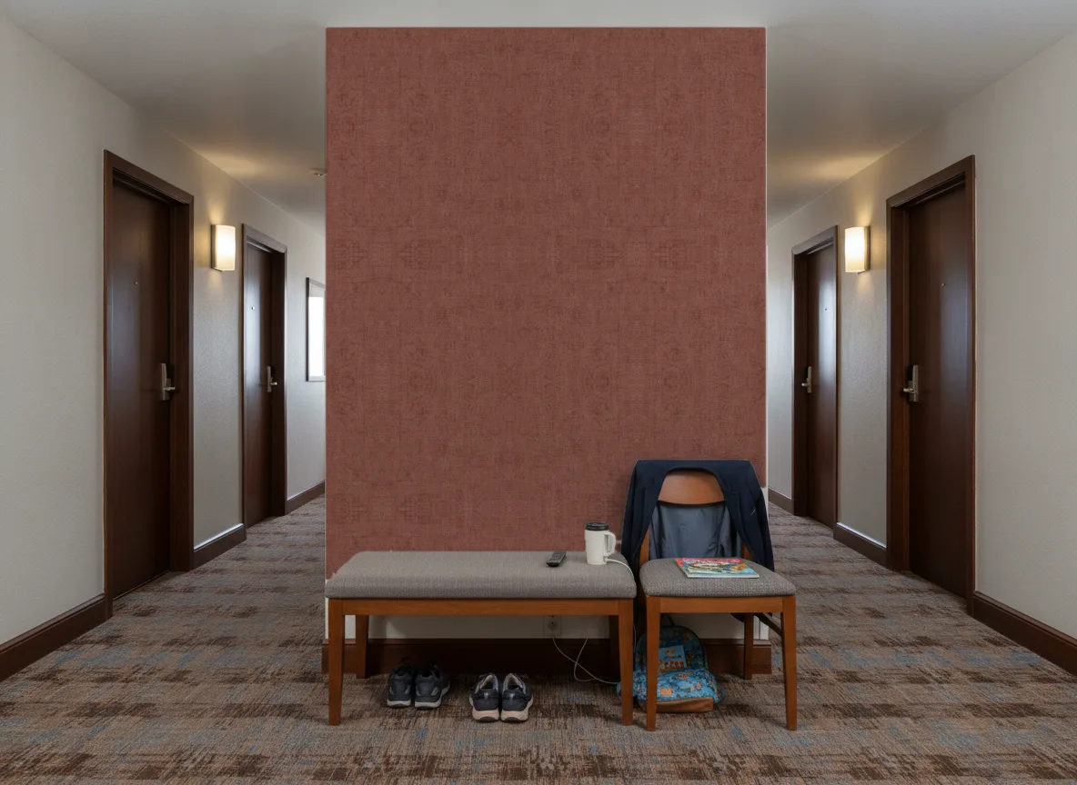 Vinacoustic Bellano — Korytarz hotelowy — ściana na końcu