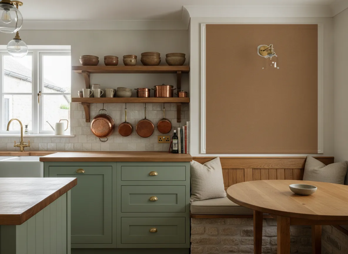 Minimalistyczna metaliczna — Kuchnia w szałwii — kwatera nad ławą