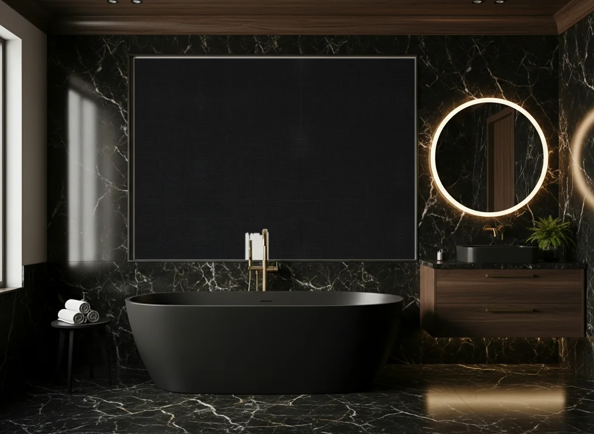 Tapeta obiektowa Kris W58 — Czarna łazienka — pole za wanną