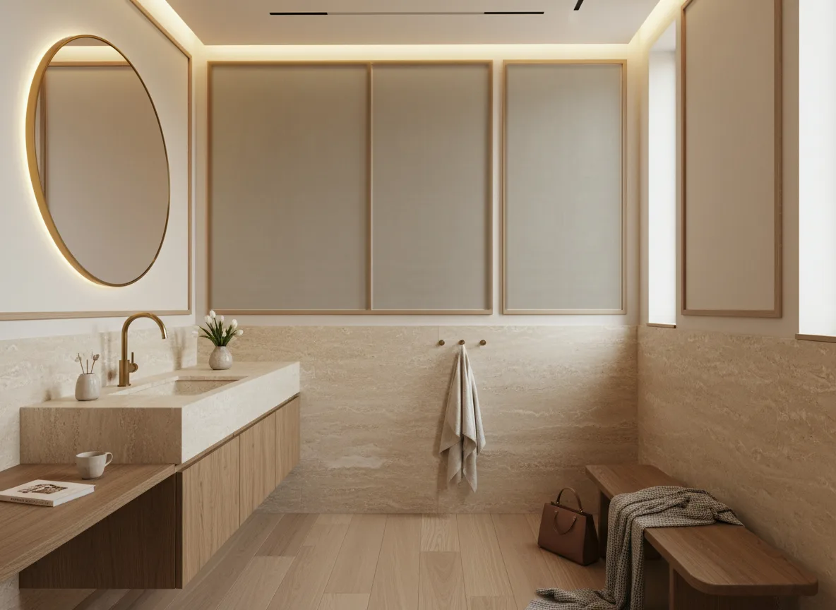 Nérikomi Texture Cerame — Łazienka — kwatery nad trawertynem