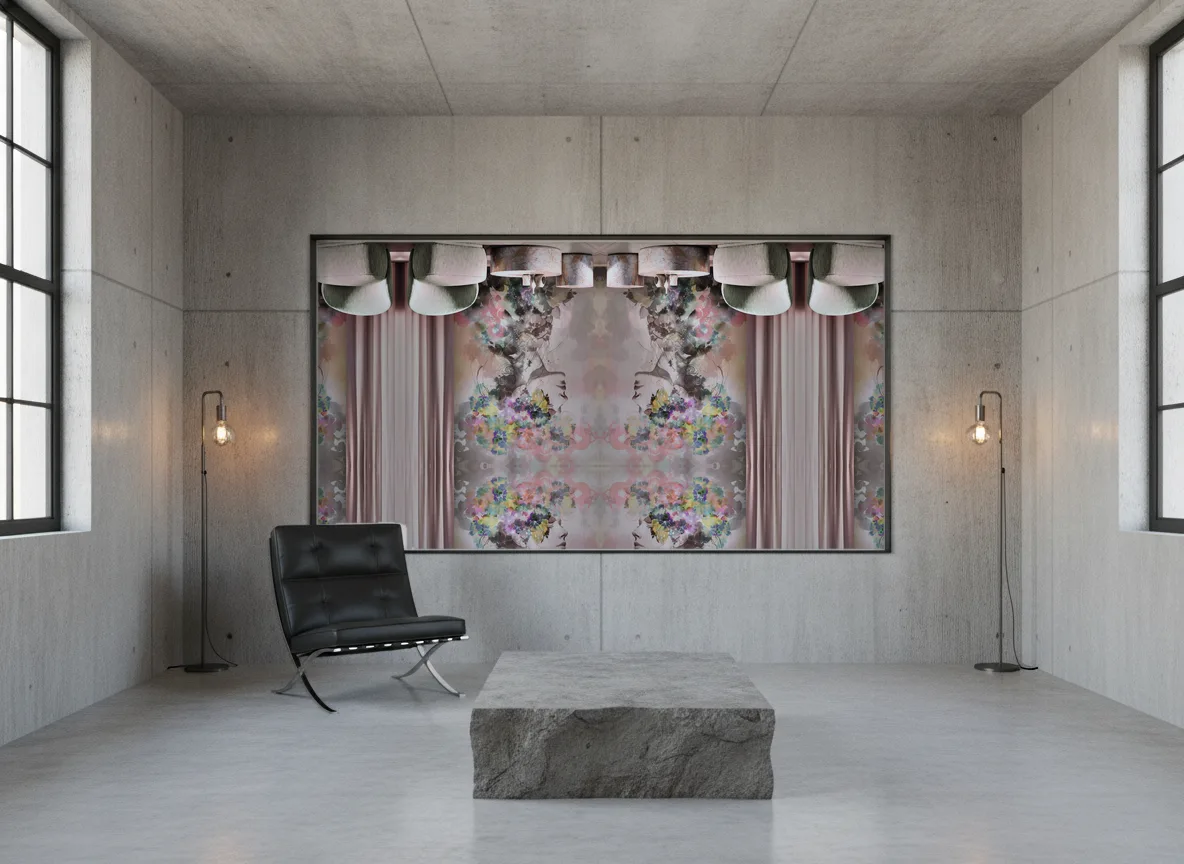 Akwarelowy portret kobiety — Loft — pole w betonie w stalowej ramie