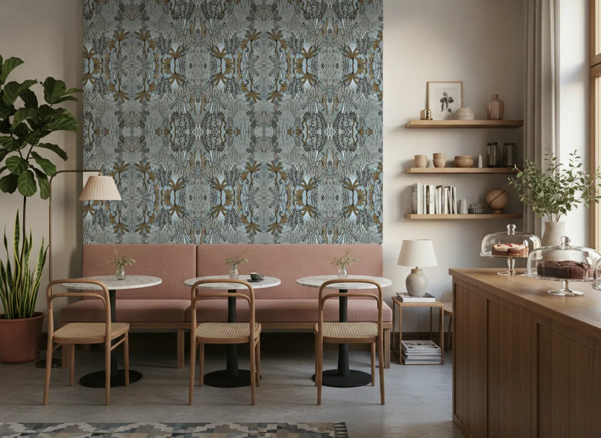 Posidonie — Kawiarnia z różową ławą