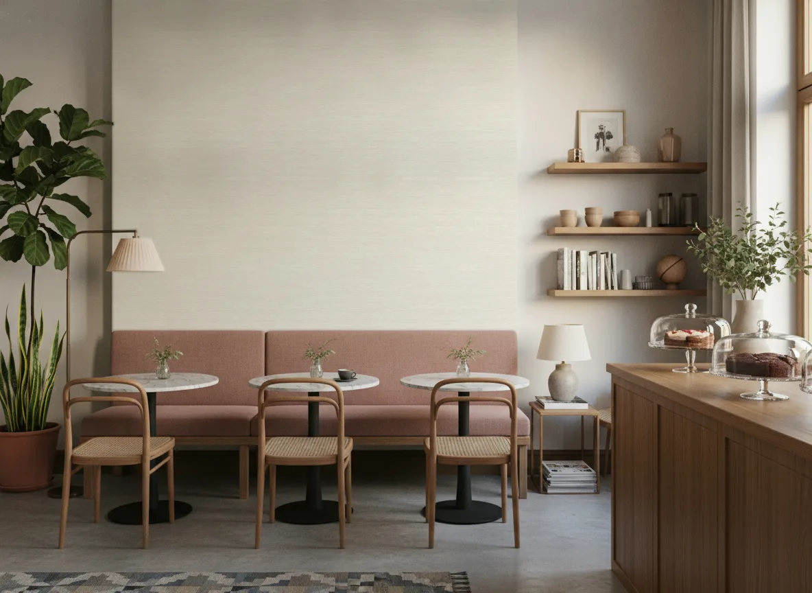 Tatami — Kawiarnia z różową ławą