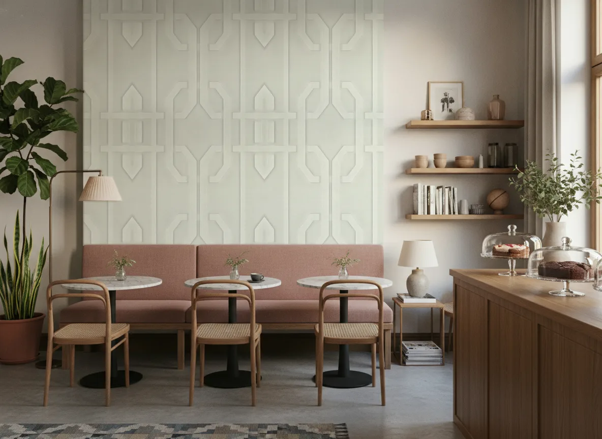 Polyform Eos Allure — Kawiarnia z różową ławą