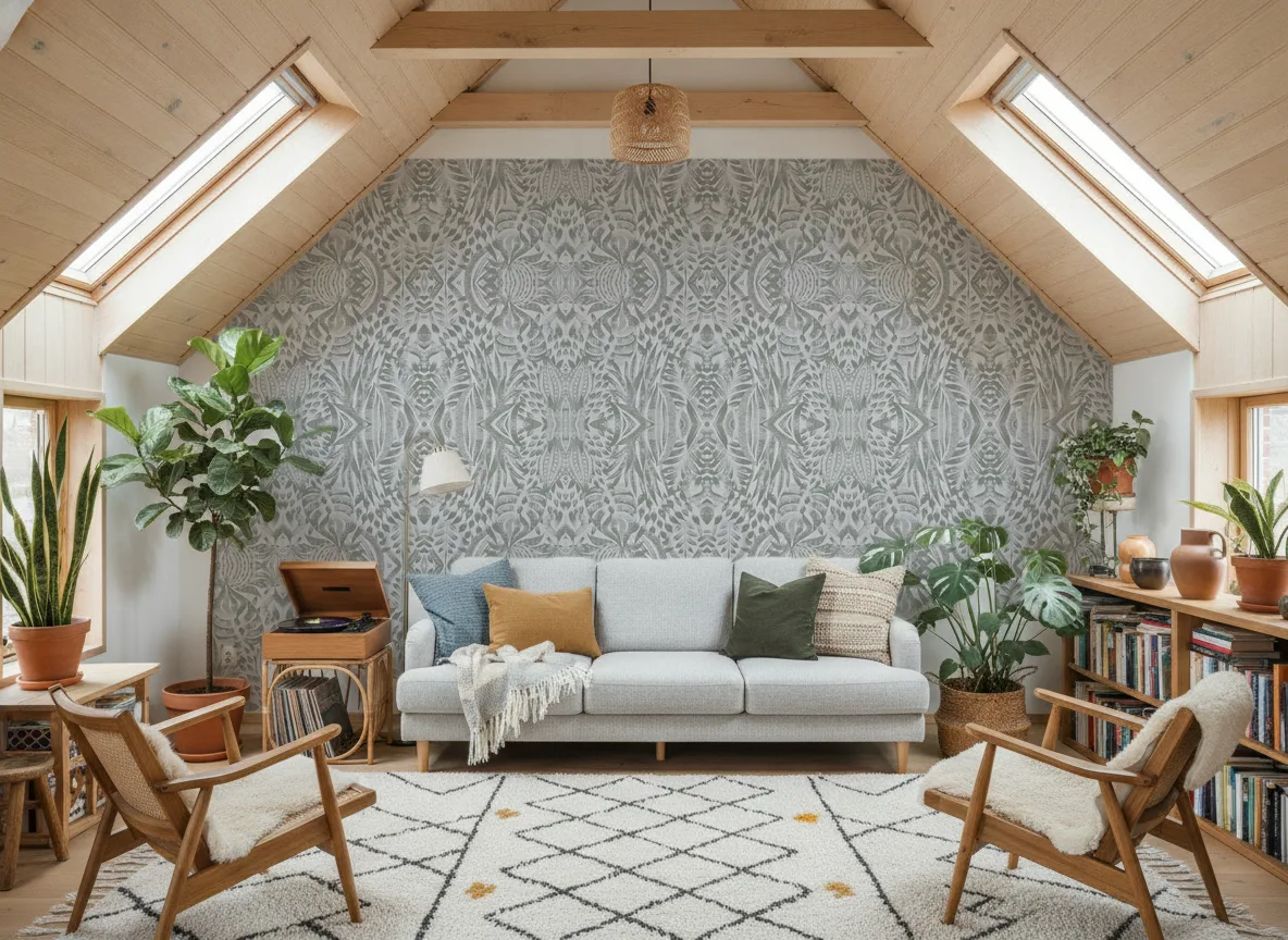 Foliage — Salon na poddaszu — ściana szczytowa