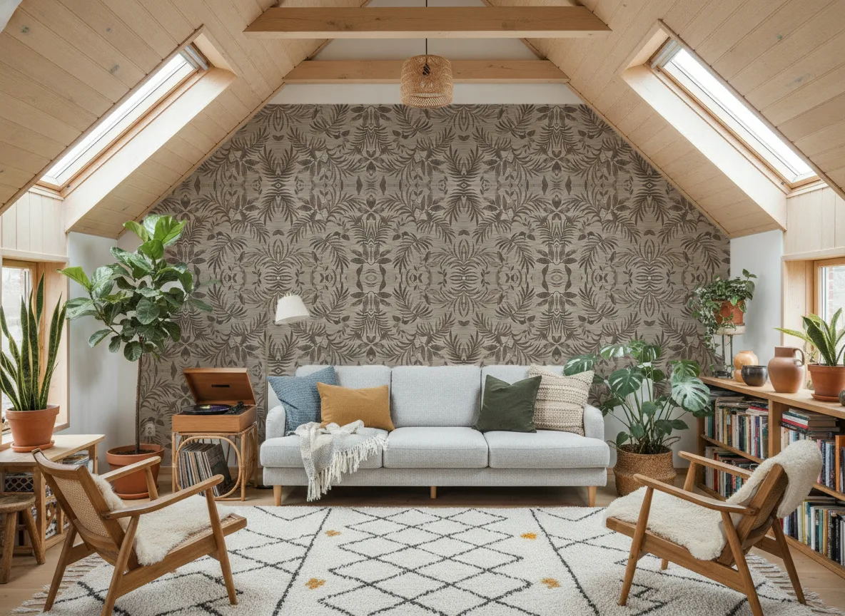 Salix Feroe — Salon na poddaszu — ściana szczytowa
