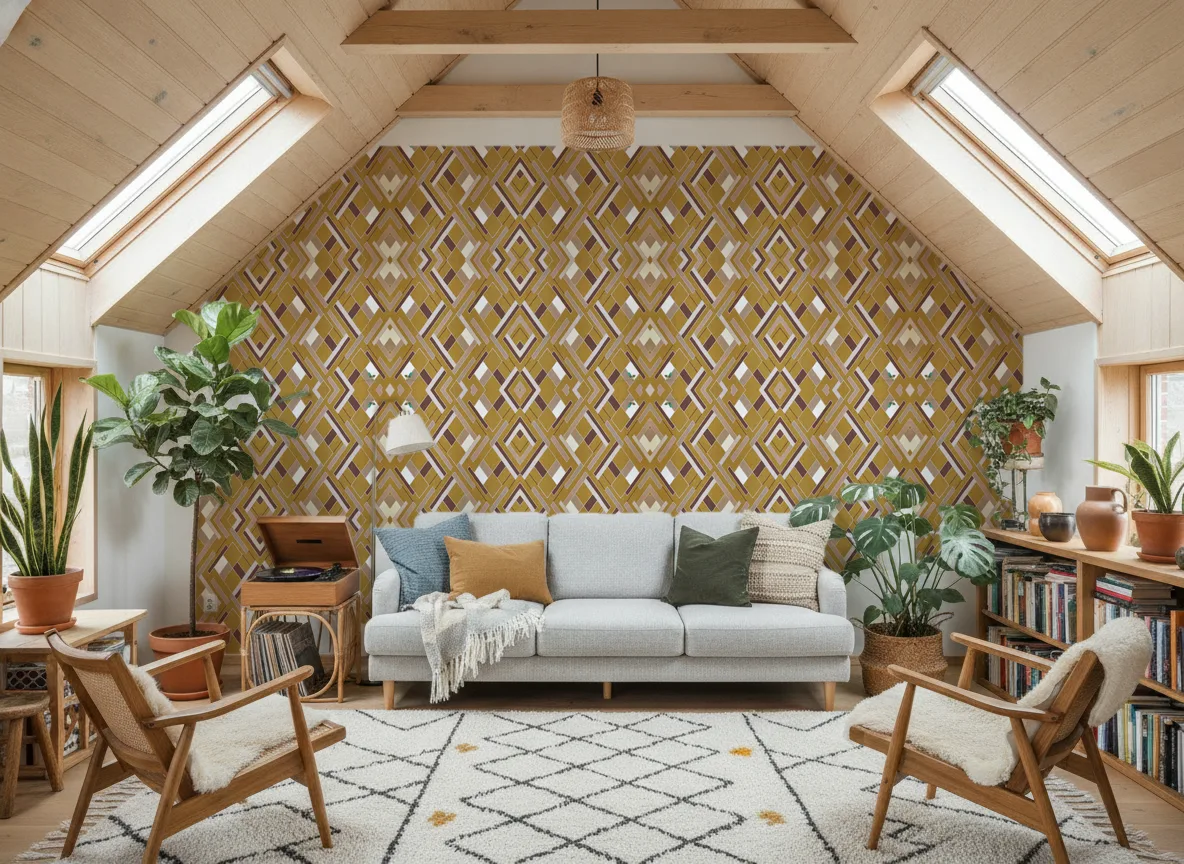 Shapes Delta — Salon na poddaszu — ściana szczytowa