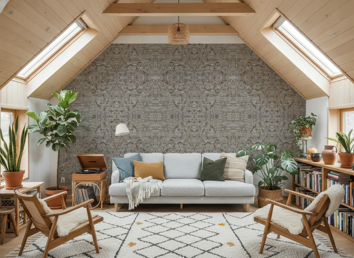 Verdure — Salon na poddaszu — ściana szczytowa