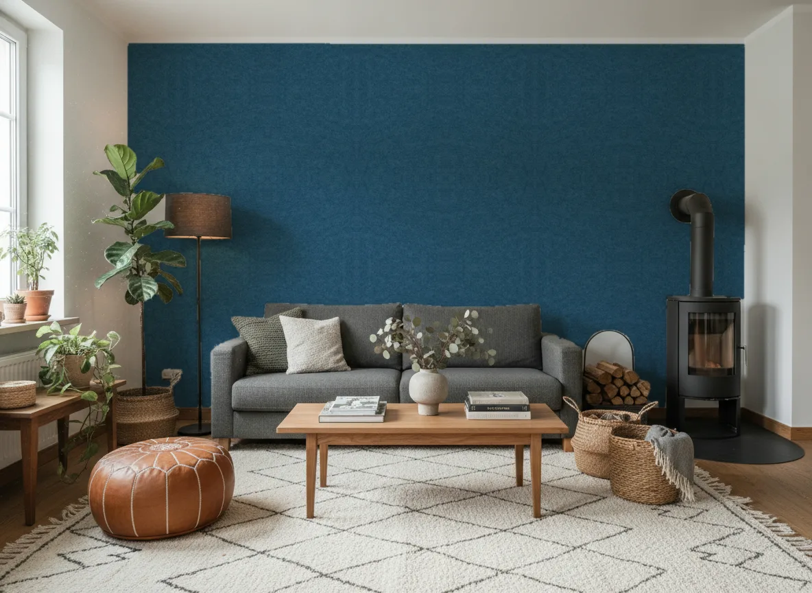 Slimwall Tiles — Salon z kozą w domu