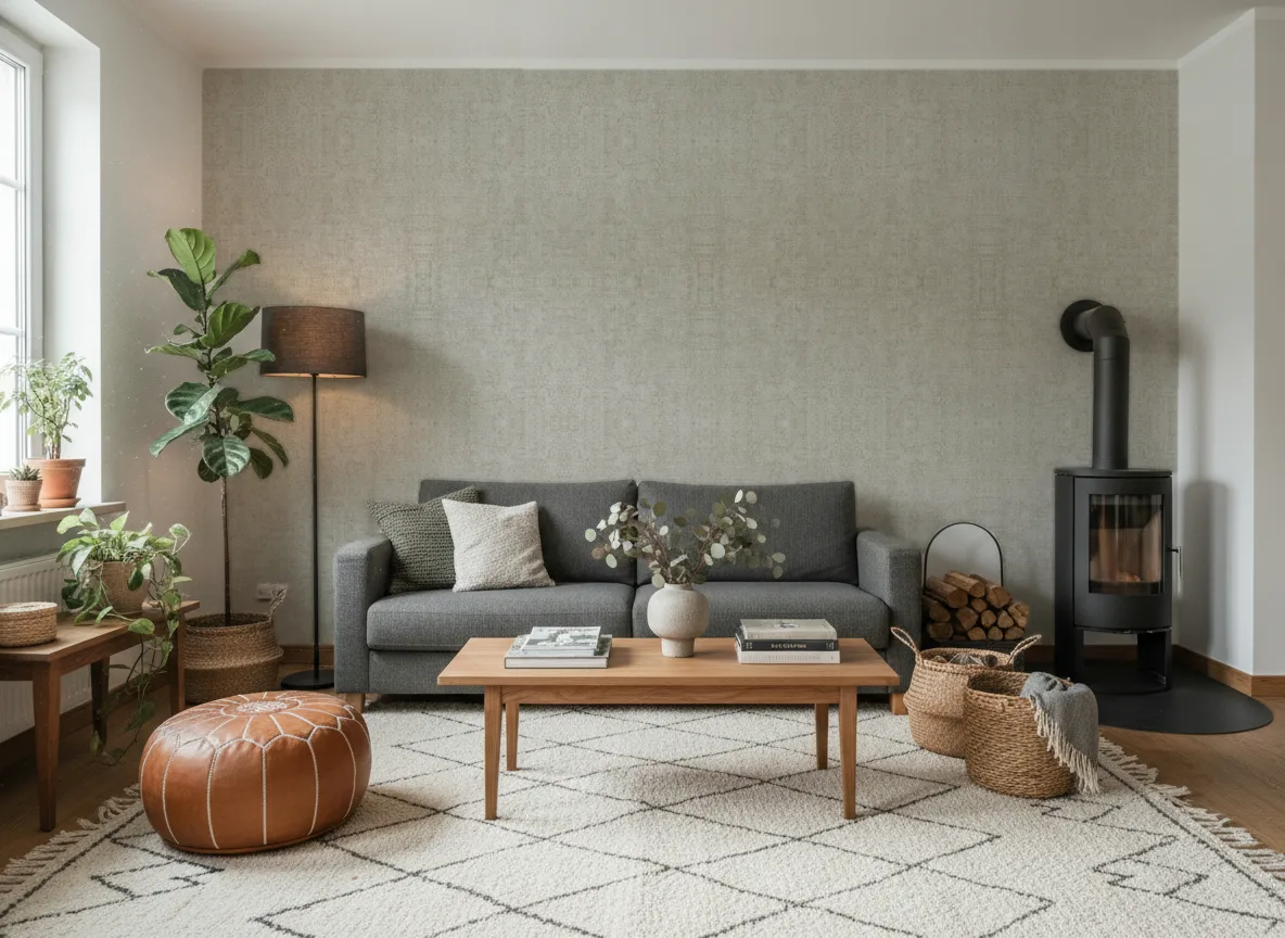 Vinacoustic Stone — Salon z kozą w domu