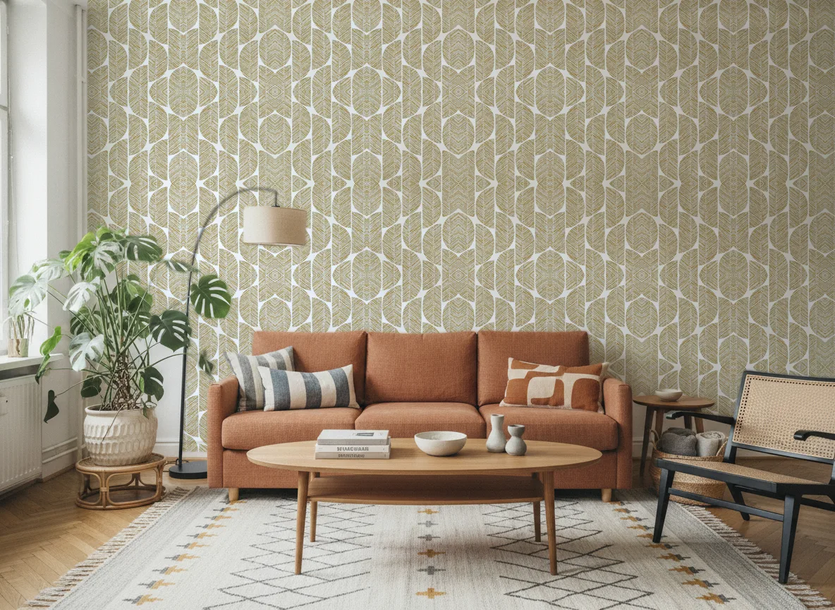 Abelia — Salon z terakotową sofą